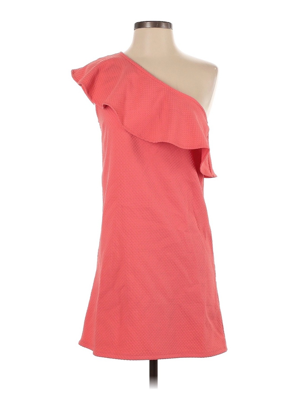 cupcakes & cashmere Coral One-Shoulder Ruffle Dress
